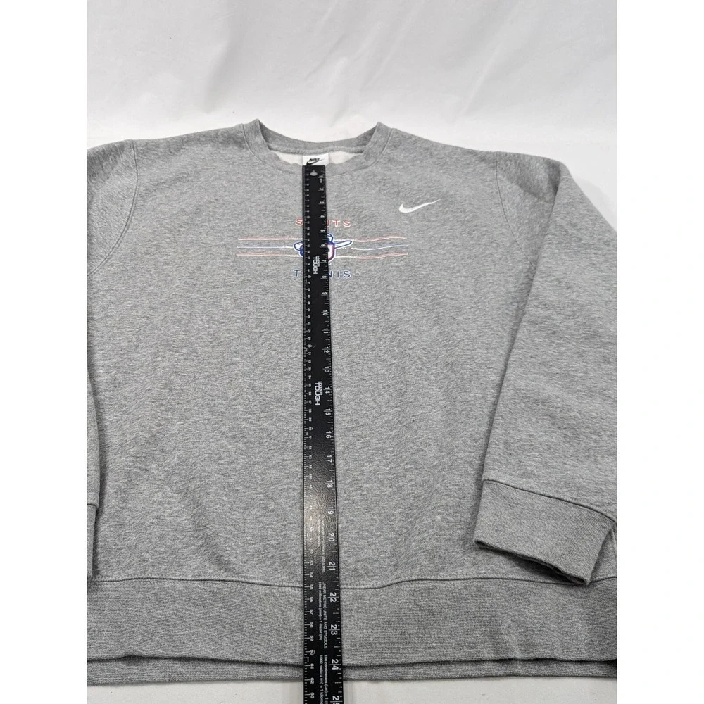 Nike Embroidered Swoosh Crewneck Sweatshirt Large Saints Tennis Heather Gray